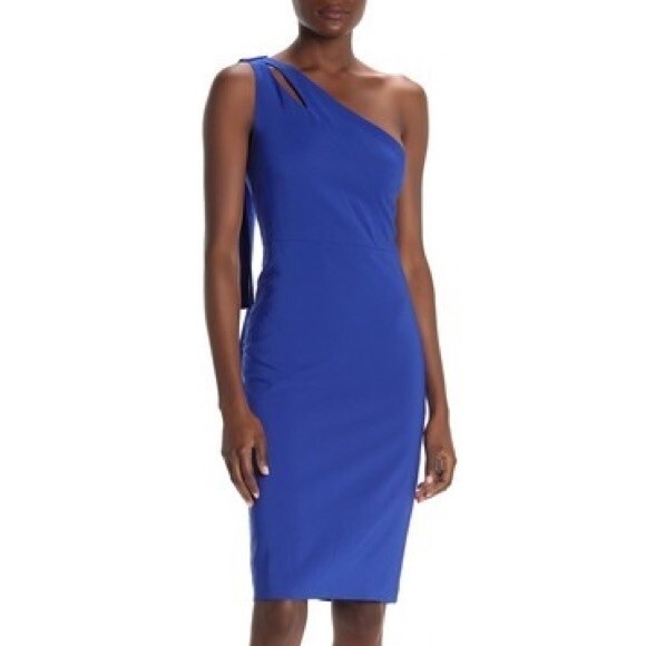 Laundry by Shelli Segal Cobalt Blue One Shoulder Cut Out Core Dress 4 - Picture 13 of 14
